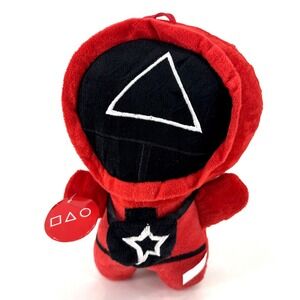 SQUID GAMES SOLDIER Triangle RED GUARD SOFT TOY‎ PLUSH PLUSHIE 8"